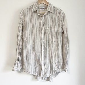 Aritzia | Community Linen Top | Grey Striped | S